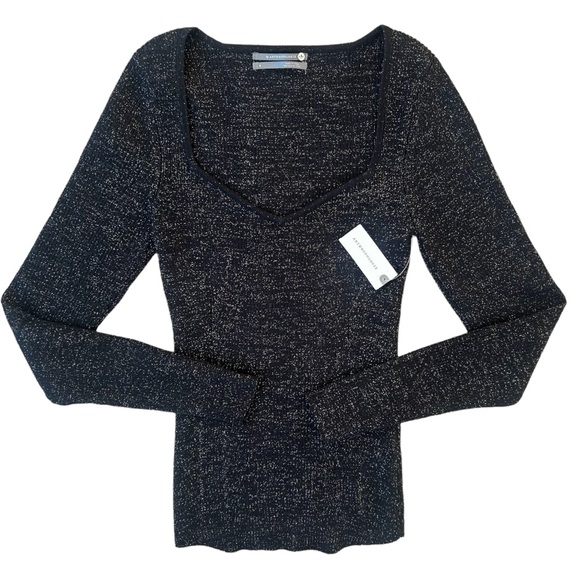 Anthropologie Sweetheart Sweater Top Black & Gold SMALL NWT  Goth Dark Academia - Picture 16 of 16